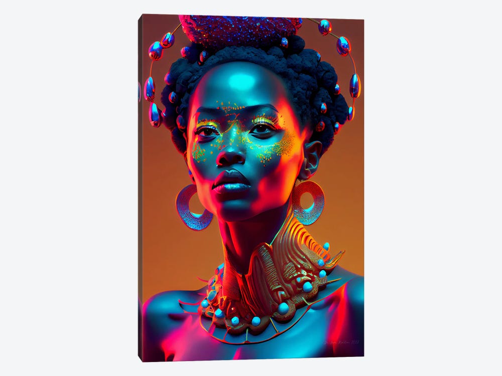Afrofuturist African Royalty Queen I by Digital Wild Art 1-piece Canvas Wall Art