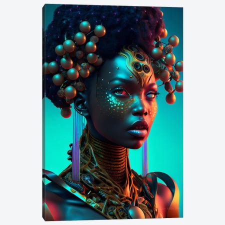 Afrofuturist African Royalty Queen II Canvas Print #DGW35} by Digital Wild Art Canvas Print