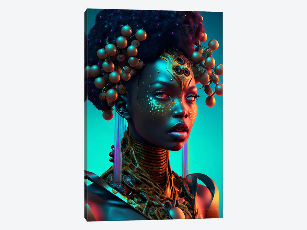 Afrofuturist African Royalty Queen II by Digital Wild Art 1-piece Art Print