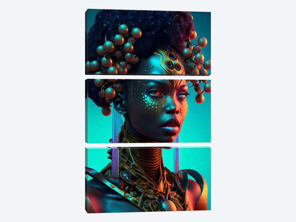 Afrofuturist African Royalty Queen II by Digital Wild Art 3-piece Art Print