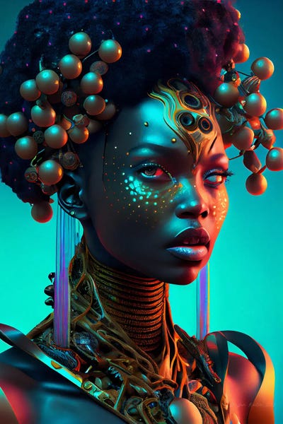 Afrofuturism: Afrofuturist African Royalty Queen II by Digital Wild Art