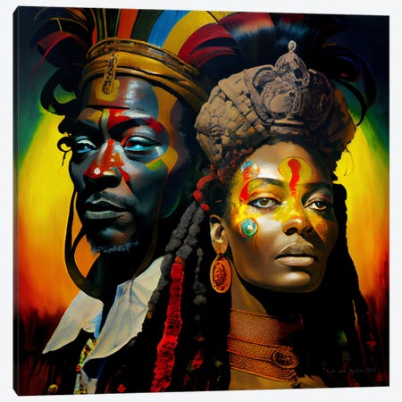 Afrofuturist African Royalty Queen And King IV Canvas Print #DGW36} by Digital Wild Art Canvas Print