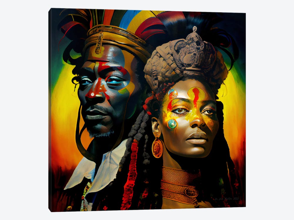 Afrofuturist African Royalty Queen And King IV by Digital Wild Art 1-piece Canvas Wall Art