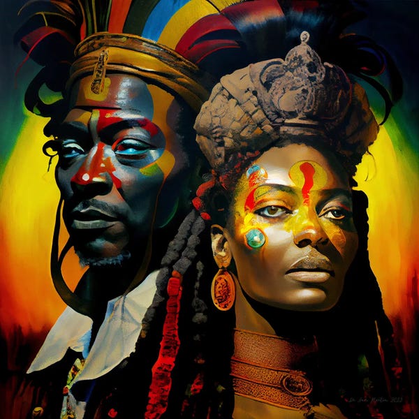 Afrofuturism: Afrofuturist African Royalty Queen And King IV by Digital Wild Art