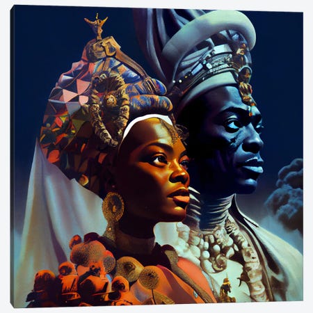 Afrofuturist African Royalty Queen And King III Canvas Print #DGW37} by Digital Wild Art Canvas Print