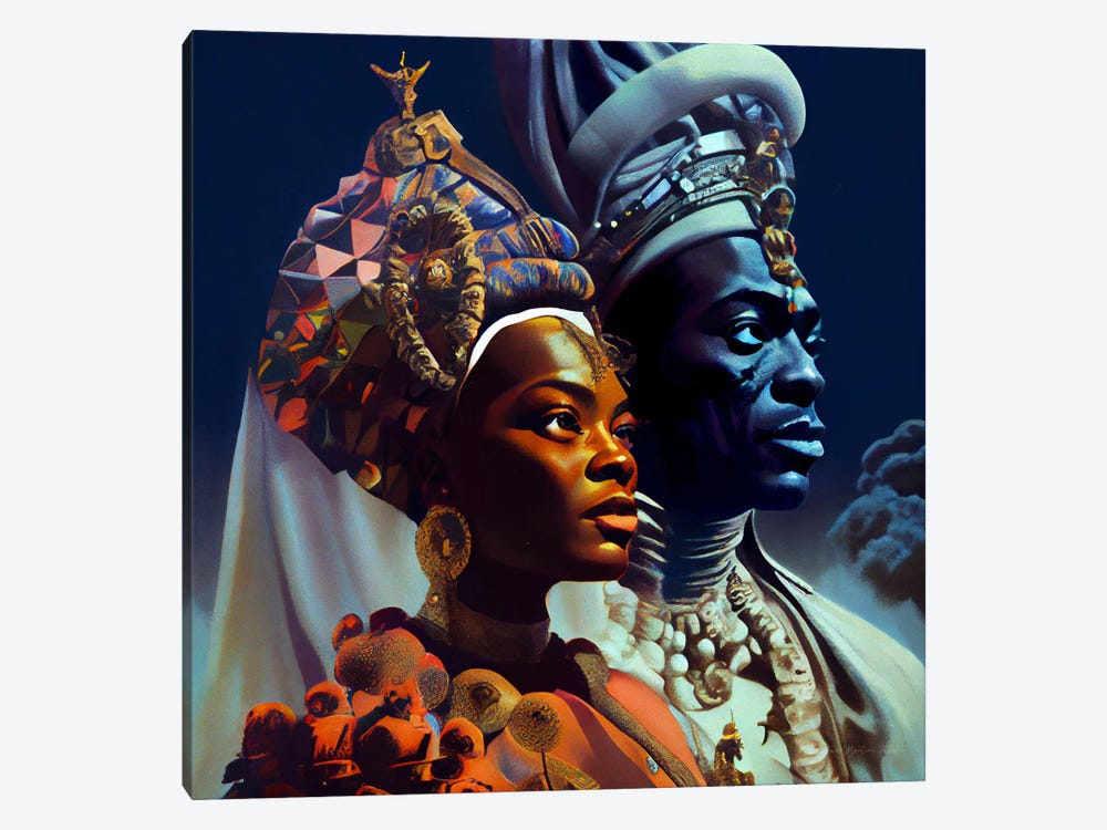 Afrofuturist African Royalty Queen And King III by Digital Wild Art 1-piece Art Print