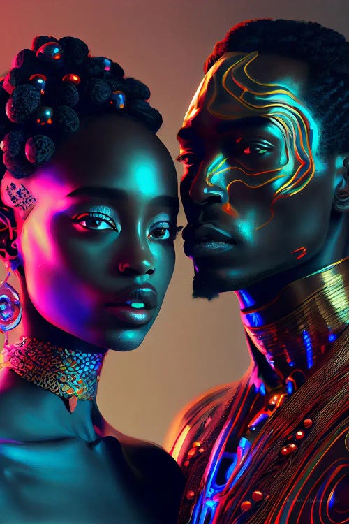 Afrofuturist African Royalty Queen And King II by Digital Wild Art wall art