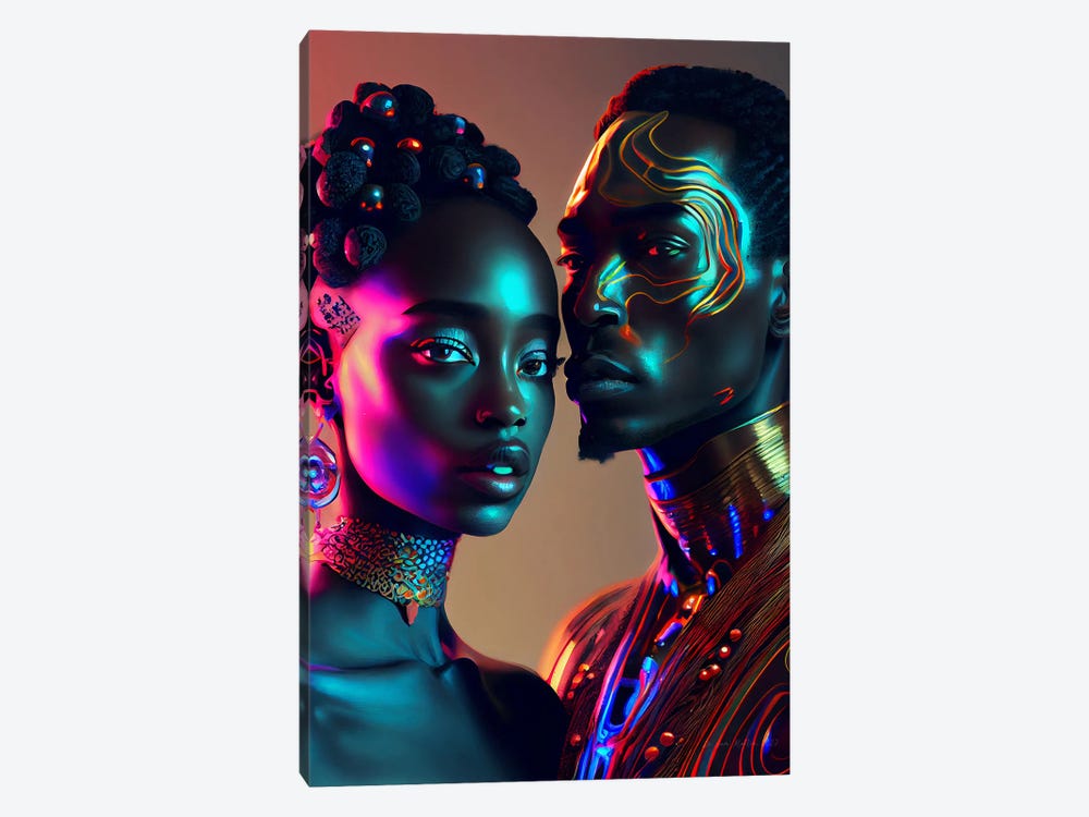 Afrofuturist African Royalty Queen And King II by Digital Wild Art 1-piece Canvas Art