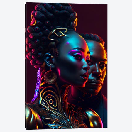 Afrofuturist African Royalty Queen And King I Canvas Print #DGW39} by Digital Wild Art Canvas Art
