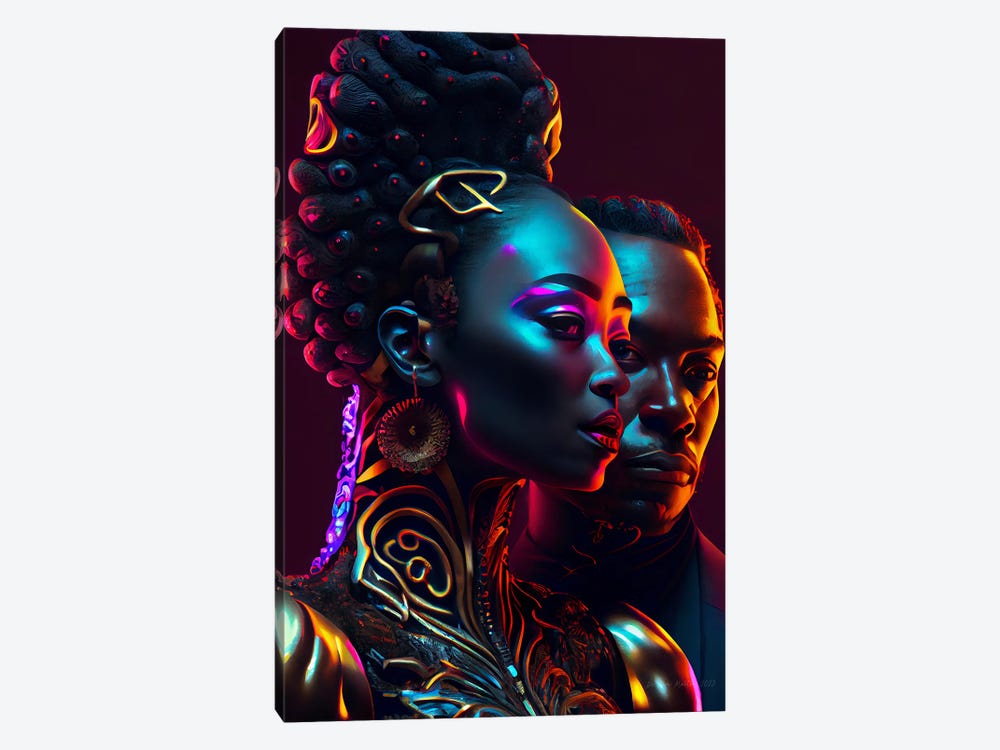 Afrofuturist African Royalty Queen And King I by Digital Wild Art 1-piece Art Print