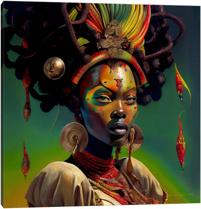 Afrofuturist African Royalty Woman I Canvas Art Print - Digital Wild Art