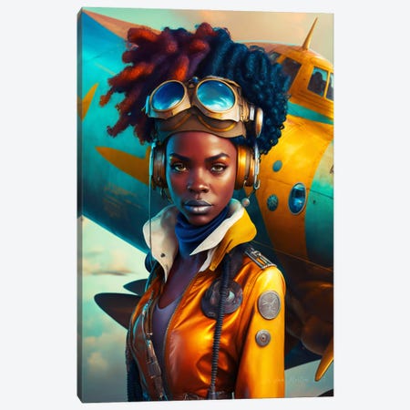 Afrofuturist African Woman Pilot I Canvas Print #DGW45} by Digital Wild Art Canvas Art
