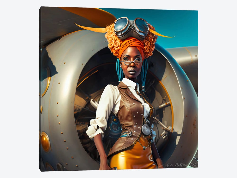 Afrofuturist African Woman Pilot II by Digital Wild Art 1-piece Canvas Print