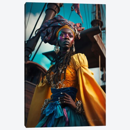 Afrofuturist African Woman Pirate I Canvas Print #DGW47} by Digital Wild Art Canvas Artwork