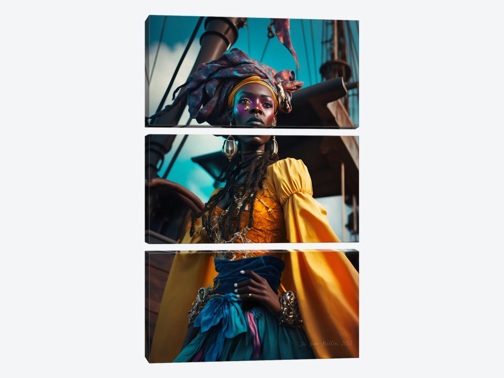 Afrofuturist African Woman Pirate I by Digital Wild Art 3-piece Canvas Art