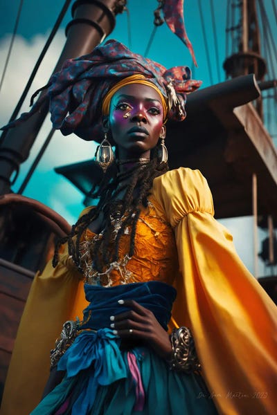 Afrofuturism: Afrofuturist African Woman Pirate I by Digital Wild Art