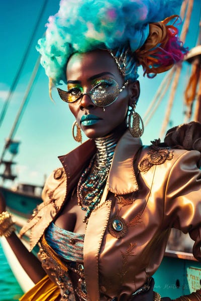 Afrofuturist African Woman Pirate II by Digital Wild Art multi panel art