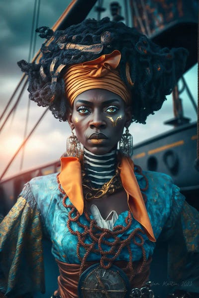 Afrofuturist African Woman Pirate III by Digital Wild Art multi panel art