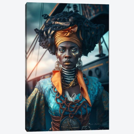 Afrofuturist African Woman Pirate III Canvas Print #DGW49} by Digital Wild Art Art Print