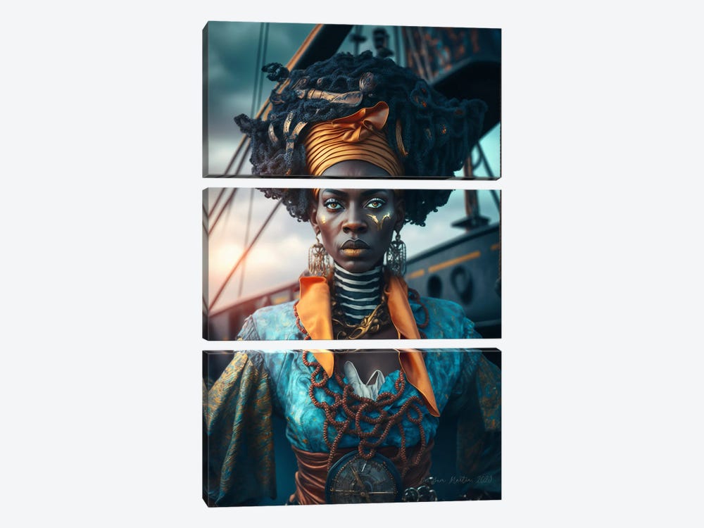 Afrofuturist African Woman Pirate III by Digital Wild Art 3-piece Canvas Art