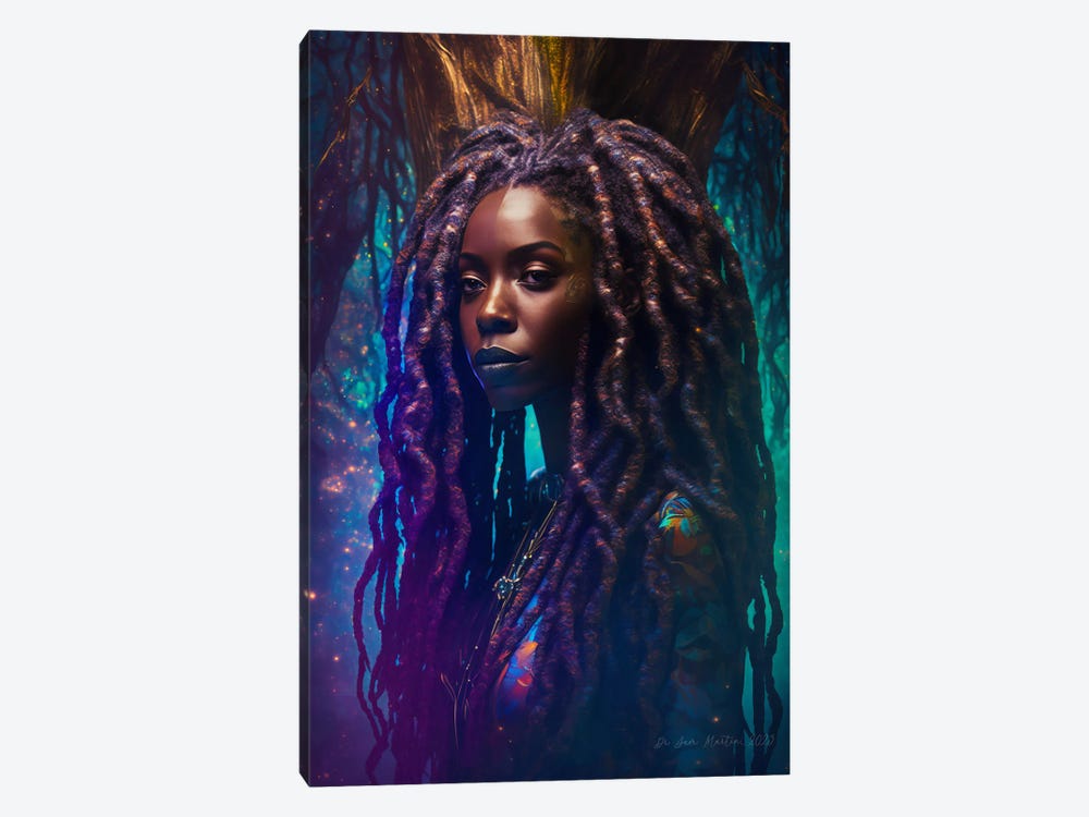 Afrofuturist Forest Traveller African Woman I by Digital Wild Art 1-piece Canvas Print