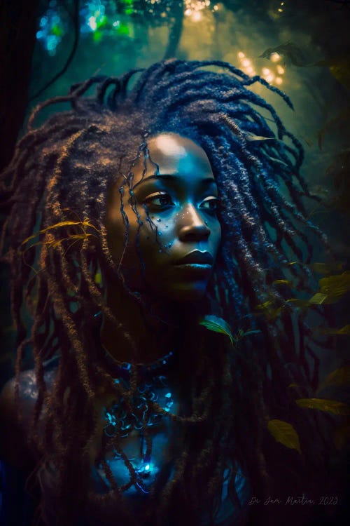 Afrofuturist Forest Traveller African Woman II