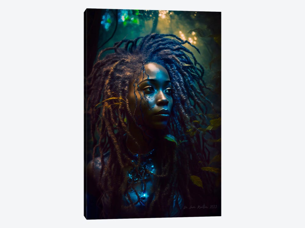 Afrofuturist Forest Traveller African Woman II by Digital Wild Art 1-piece Canvas Wall Art