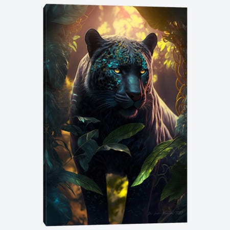 Afrofuturist Spirit Animal Black Panther I Canvas Print #DGW53} by Digital Wild Art Canvas Wall Art