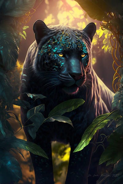 Afrofuturism: Afrofuturist Spirit Animal Black Panther I by Digital Wild Art