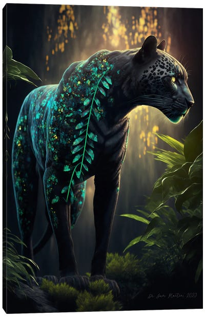 Afrofuturist Spirit Animal Black Panther II Canvas Art Print - Panther Art