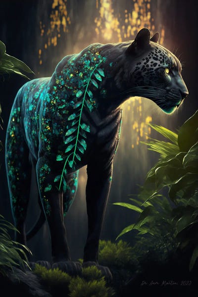 Afrofuturism: Afrofuturist Spirit Animal Black Panther II by Digital Wild Art