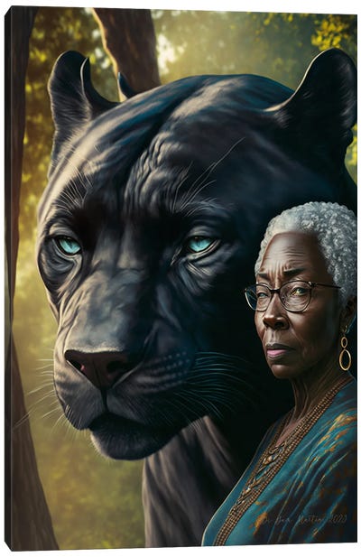 Afrofuturist Spirit Animal Older Black Panther Spirit Animal I Canvas Art Print - African Culture