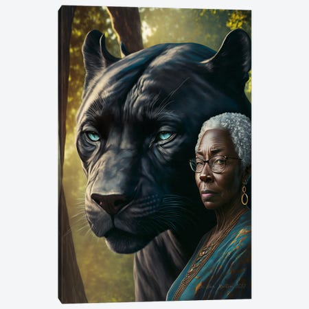 Afrofuturist Spirit Animal Older Black Panther Spirit Animal I Canvas Print #DGW55} by Digital Wild Art Art Print