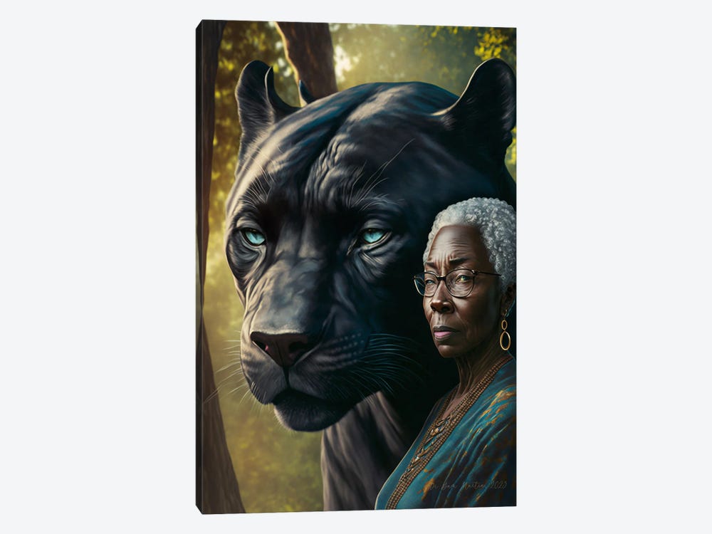 Afrofuturist Spirit Animal Older Black Panther Spirit Animal I by Digital Wild Art 1-piece Art Print