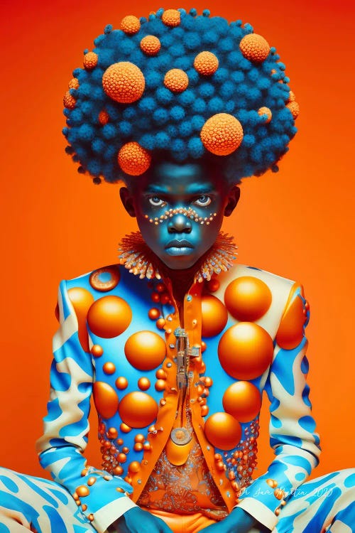Retro Futurist African Boy - Bubbles I by Digital Wild Art wall art
