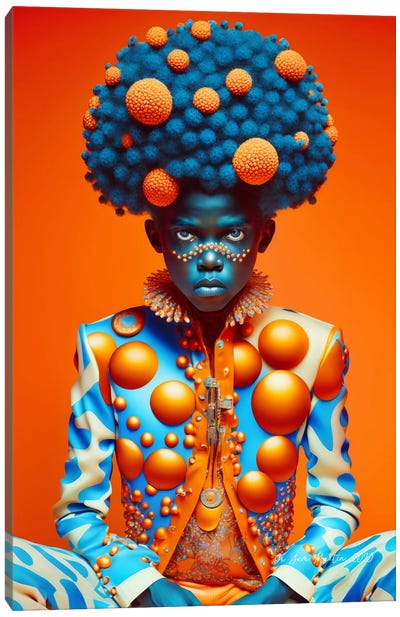 Retro Futurist African Boy - Bubbles I Canvas Art Print - Digital Wild Art