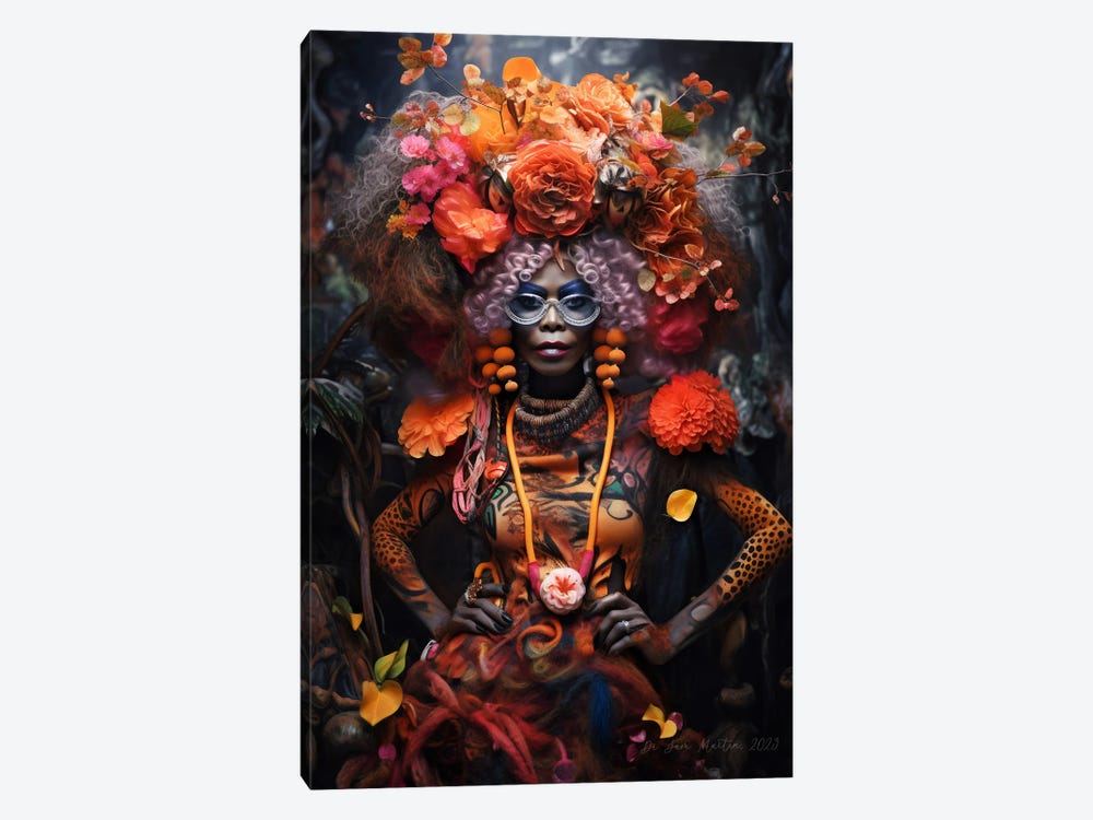 Retro Futurist African Grandma - Mushrooms VI by Digital Wild Art 1-piece Canvas Art Print
