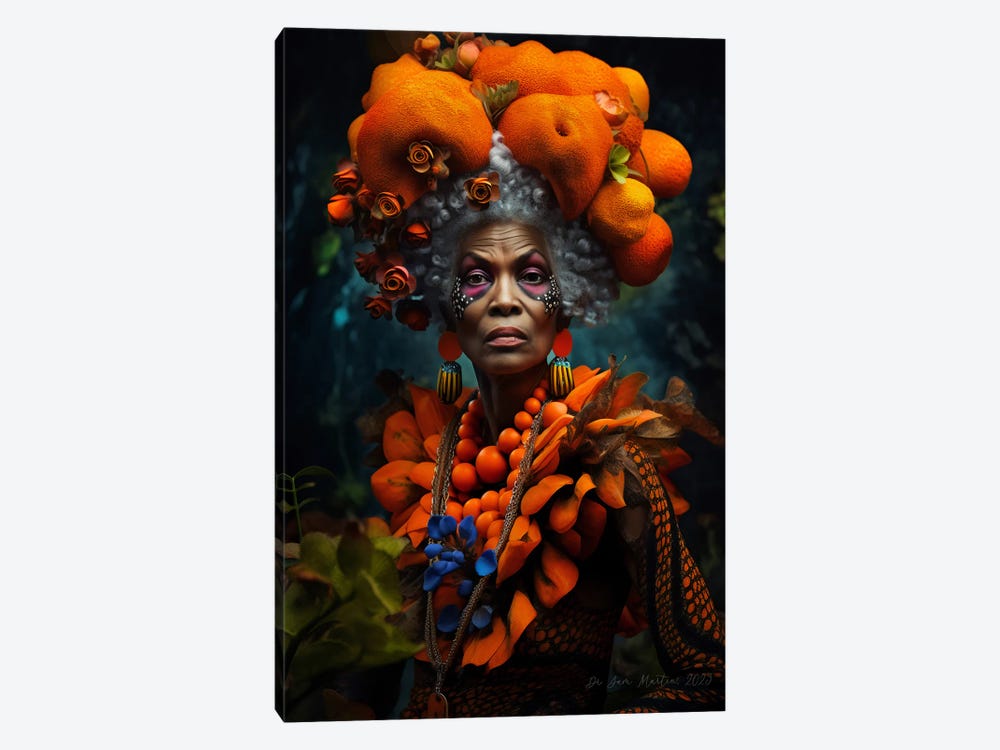 Retro Futurist African Grandma - Mushrooms VII by Digital Wild Art 1-piece Canvas Artwork