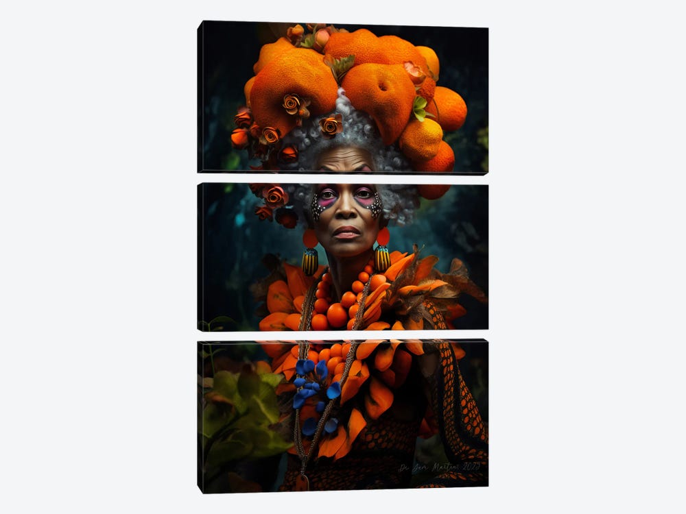 Retro Futurist African Grandma - Mushrooms VII by Digital Wild Art 3-piece Canvas Art