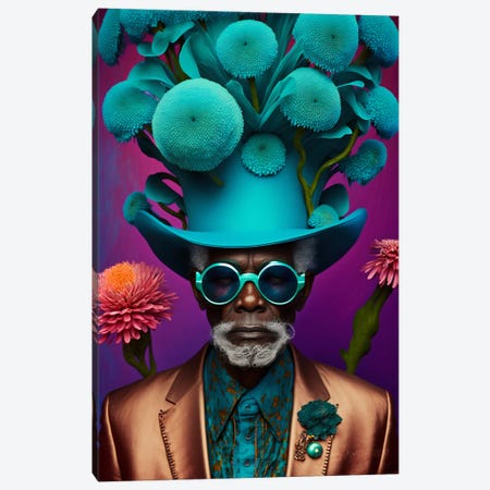 Retro Futurist African Grandpa - Mushrooms VII Canvas Print #DGW75} by Digital Wild Art Canvas Print