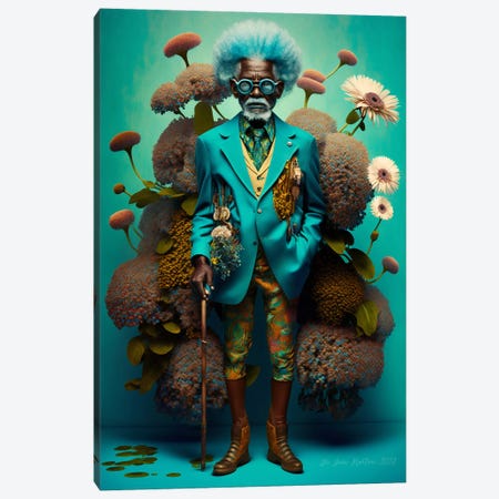 Retro Futurist African Grandpa - Mushrooms VIII Canvas Print #DGW76} by Digital Wild Art Art Print