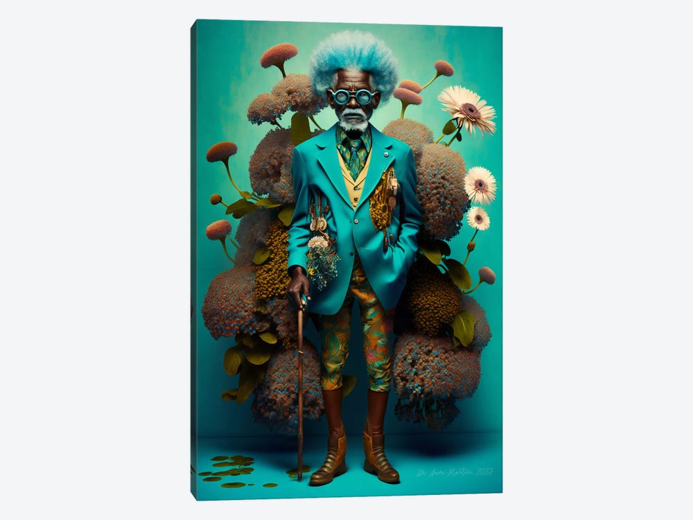 Retro Futurist African Grandpa - Mushrooms VIII by Digital Wild Art 1-piece Canvas Wall Art
