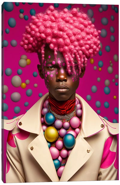 Retro Futurist African Man - Bubbles I Canvas Art Print - Digital Wild Art