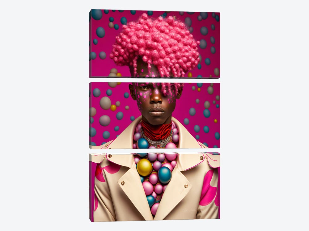 Retro Futurist African Man - Bubbles I by Digital Wild Art 3-piece Art Print