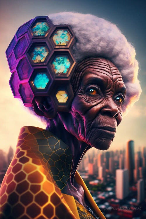 Afrofuturist African Black Grandma - Lady Bertha Bee