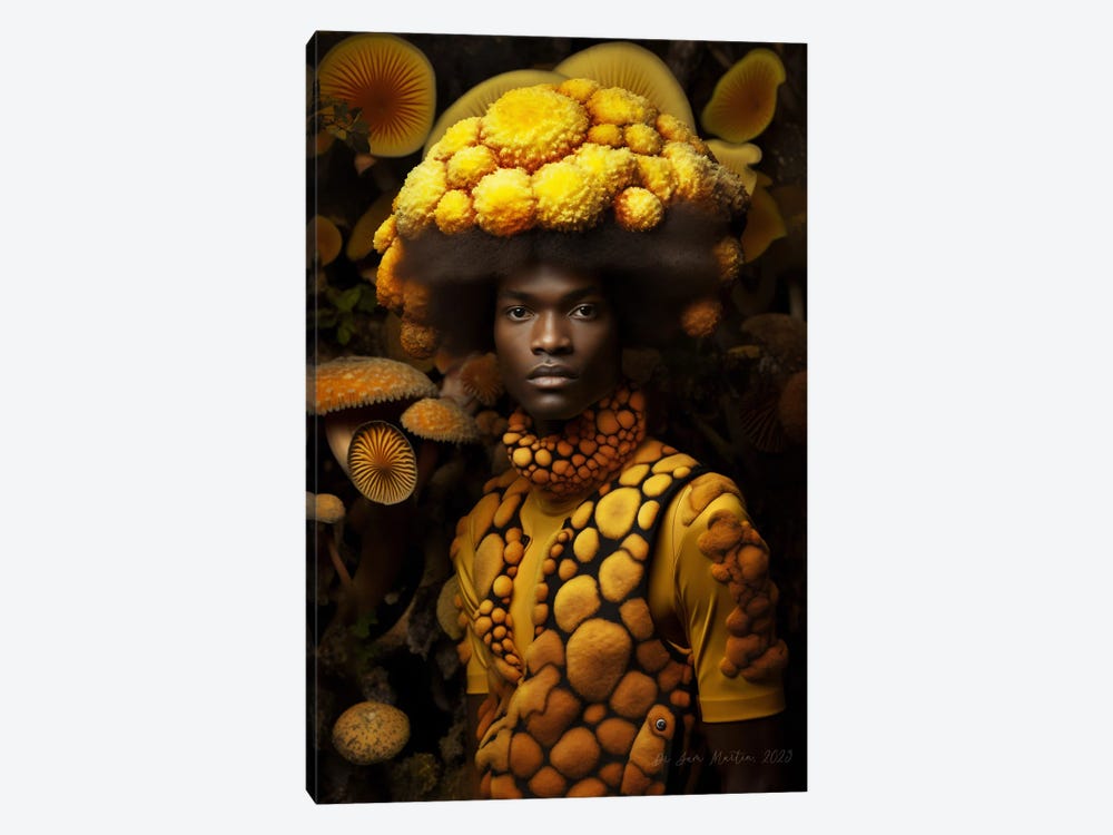 Retro Futurist African Man - Mushrooms III by Digital Wild Art 1-piece Canvas Artwork
