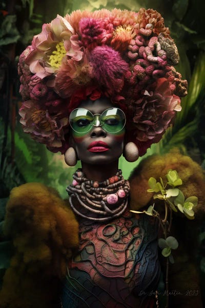 Fantasy & Sci-Fi: Retro Futurist African Woman - Mushrooms I by Digital Wild Art