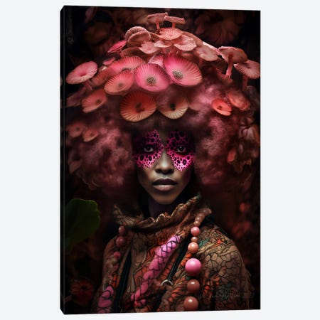 Retro Futurist African Woman - Mushrooms II Canvas Print #DGW88} by Digital Wild Art Art Print