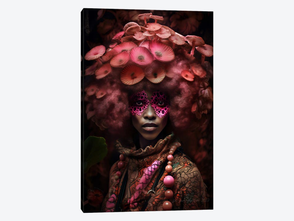 Retro Futurist African Woman - Mushrooms II by Digital Wild Art 1-piece Canvas Art Print