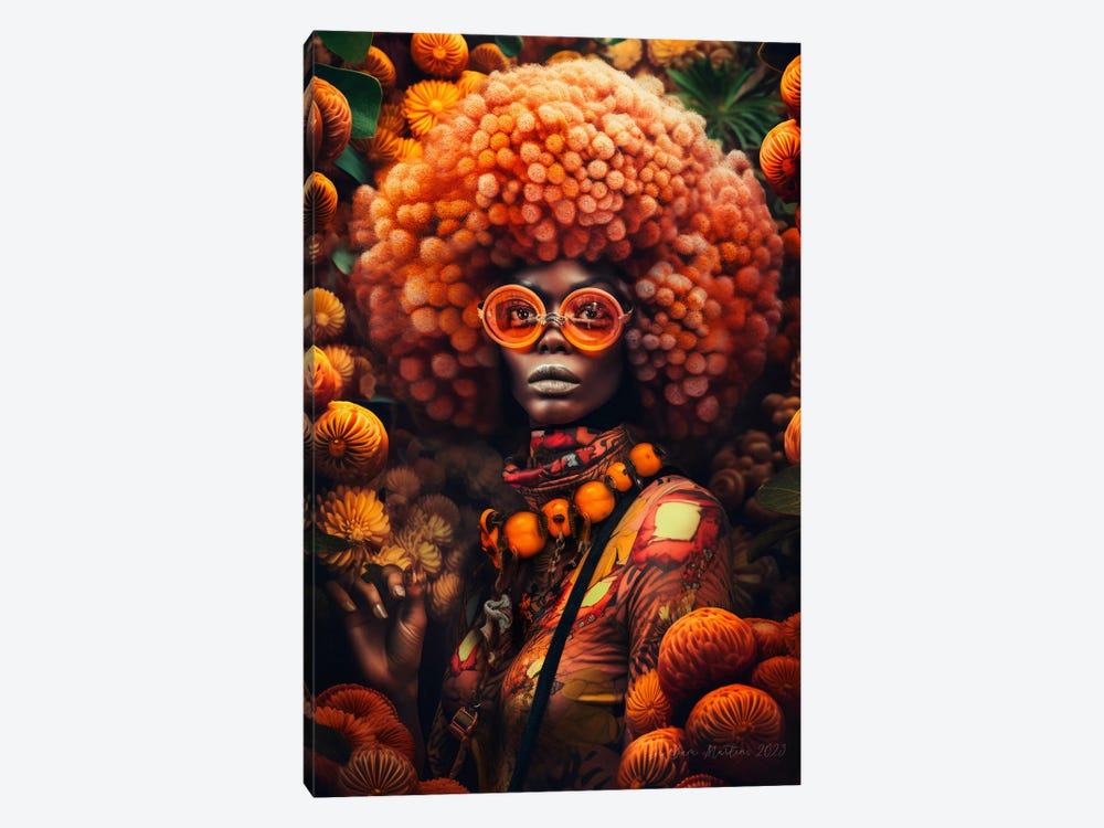 Retro Futurist African Woman - Mushrooms VI by Digital Wild Art 1-piece Canvas Artwork